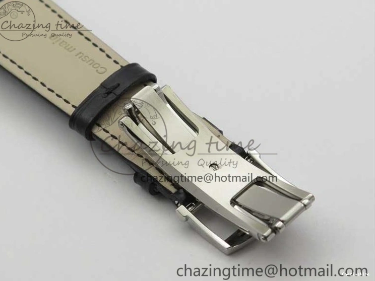 0311 MultiPurpose Villeret 6654 SS Complicated Function OMF 1:1 Best Edition White Dial on Black Leather Strap A6654 V 7901